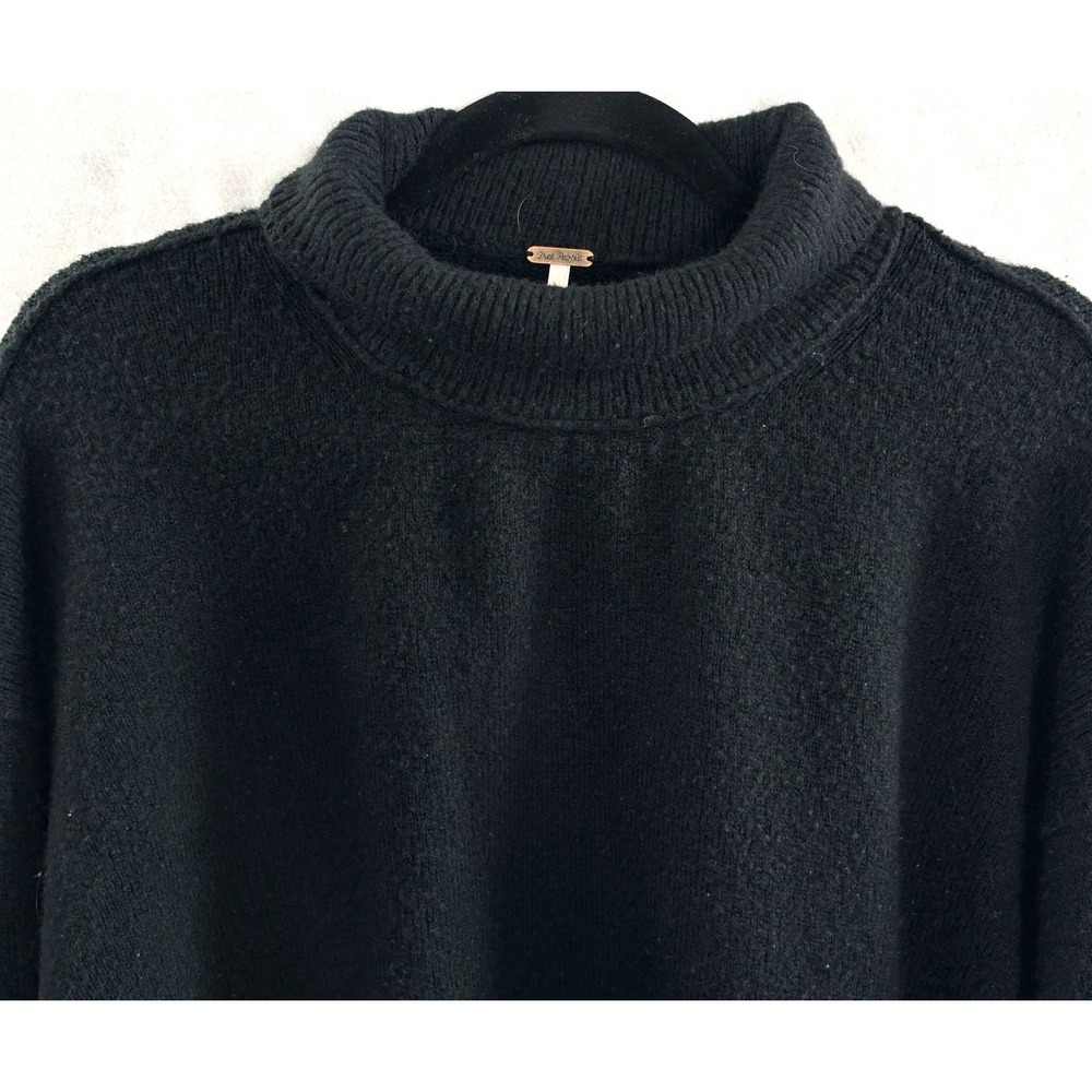 FREE PEOPLE Women Turtleneck Oversized Long Sleeve Sweater Sz XS Black 55-7 - Picture 4 of 14